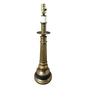 Vintage Stiffel Brass Table Lamp Hollywood Regency Fluted Column MCM Candlestick